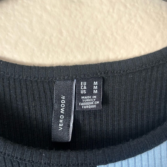 Vero Moda Wavy Colorblock Blue and Black Body Con Mini Short Summer Dress - Picture 3 of 5